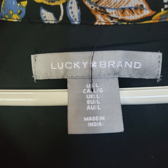 Lucky Brand Black Floral Maxi Dress Size Large Sheer Sleeves Teired V-Neck - Picture 5 of 12